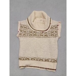Free People Sweater Womens Medium Snow Drift Fair Isle Cowl Neck Top Sleeveless
